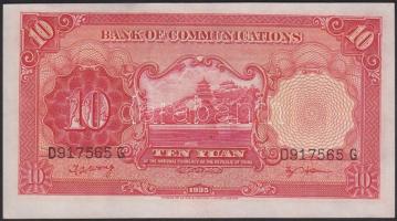 Kínai Köztársaság 1935. 10Y eltolódott nyomat T:I