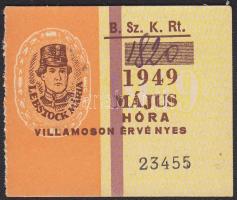1949 B.Sz.K.Rt. bérletszelvény villamosra