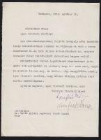 1935 Kornfeld Móricz politikus, igazgató aláírása levélen