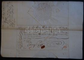 1777 Polgárok által az uralkodóhoz felterjesztett ügy elbírálásáról értesítő levél Bajzáth József veszprémi püspök, gróf Nádasdy Mihály főkamarás által saját kezű aláírásával és uralkodói szárazpecséttel / Ex offo letter with royal dry-seal, autograph signed by Josephus Bajzath bishop of Veszprém and count Michael de Nadasdy chamberlain