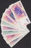 Bosznia-Hercegovina 1992. 10D, 25D, 50D, 100D, 500D, 1000D + 1993. 100.000D + 10.000.000D "novc...