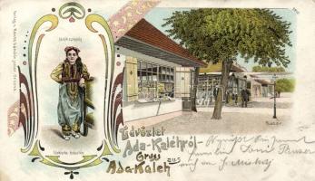 Ada Kaleh bazaar and Turkish folklore litho