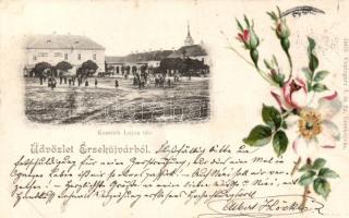 Érsekújvár Kossuth square Hotel Arany Oroszlán litho