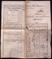 1874 DDSG feladó vevény "WAITZEN" 5kr okmánybélyeggel