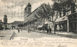 Trencsén street with the shop of Emil Pollak