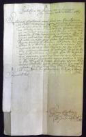 1712 Mrávik Mátyás, Bars megyeszolgabírájának körlevele Vihnyéről Mocsárra, Szentkeresztre és Körmöcbányára szárazpecsétel / Cito, cito, citissime letter of sub judicarius of Bars county from Vihnye to Cremnitz with dry seal