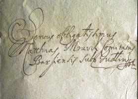 1712 Mrávik Mátyás, Bars megyeszolgabírájának körlevele Vihnyéről Mocsárra, Szentkeresztre és Körmöc...