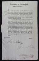 1796 Helytartótanácsi leirat József nádor saját kezű aláírásával és királyi szárazpecséttel / Ex offo letter of the Governing Council with autograph signature of Joseph Palatine with royal dry-seal