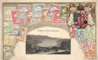Bakar with Hungarian stamps Emb. litho