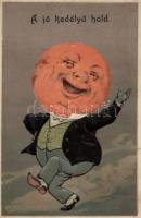 Jovial Moon, humour Emb. litho