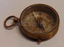 cca 1900 Kis réz iránytű a tűt megállító retesszel / Mini copper compass d:34 mm