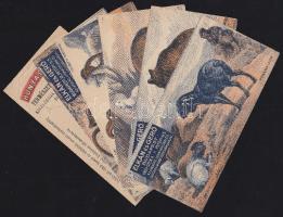 5 db klf Elkán és Gerő Szűcsáruházi + Hunyadi János természetes keserűvíz számolócédula