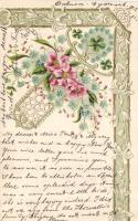 Floral greeting card Emb. litho