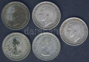 Ausztrália 1942-1957. 1Sh Ag (5x) klf évszámokkal! T:3