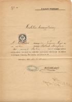 1885 Okmány a szabadkai főrabbi aláírásával és pecsétjével / Dokument mit Stempel und Unterschrift des Hauptrabbiners von Szabadka