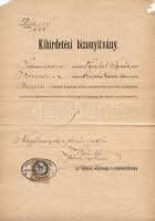 1888 Okmány a nagybecskereki főrabbi aláírásával és pecsétjével / Dokument mit Stempel und Unterschrift des Hauptrabbiners von Nagybecskerek