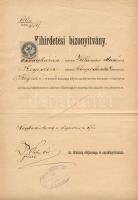 1889 Okmány a nagybecskereki főrabbi aláírásával és pecsétjével / Dokument mit Stempel und Unterschrift des Hauptrabbiners von Nagybecskerek