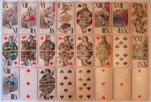 cca 1880 Joseph Glanz aranyozott szélű osztrák tarokk-kártya 53 lapos pakli tökéletes állapotban! Ká...