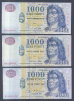 2000. 1000Ft "Millennium" (2x) "DB,DD" T:III (apró beszakadás, apró lyukak) + 2003. 1000Ft "DA" T:II + 2005. 1000Ft (2x) "DA,DD" T:II (egyiken a holografikus fémcsík hibás)