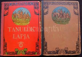 1913-1914 Tanulók lapja 2x fél évfolyam díszkötésben, Franklin Társulat, festett egészvászon kötés