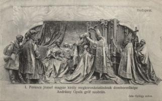 Budapest V. Gróf Andrássy Gyula szobra, I. Ferenc József megkoronázásának domborműve, Divald