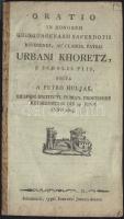 Hulják Péter: Oratio in honorem quinquagenarii sacerdotis rev. patris Urbani Khoretz, Schemnicii, 1803 Francisci Joannis Sulzer 6p.