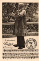 Paul Lavault, bagpipe player with sheet music