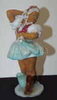 Endrő Margit (1899-1986): Táncoló lány néviseletben, mázas kerámia, jelzett, 19 cm