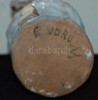 Endrő Margit (1899-1986): Táncoló lány néviseletben, mázas kerámia, jelzett, 19 cm