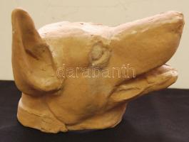 Endrő Margit (1899-1986): Kutyafej, festetlen kerámia, jelzett, 14x17 cm