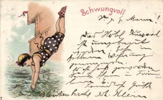 1899 Diving lady litho