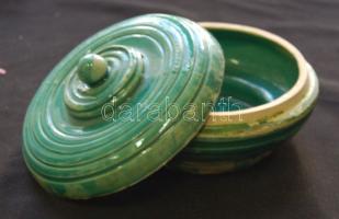 Endrő Margit (1899-1986): Mázas kerámia bonbonnier, jelzett, d: 12 cm