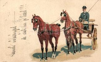 1899 Horse carriage litho s: O. Merté