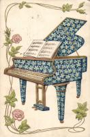 Floral piano Emb. litho