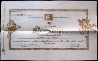 1894 A Dévai uszoda és korcsolyázó Rt. részvénye 100 Ft-ról T:2