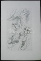 Szász Endre (1926-2003): Rézkarc-papír, jelzett 19x30 cm