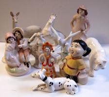 10 db klf porcelán figura: madarak, kutya, ló, gyerekek, stb.