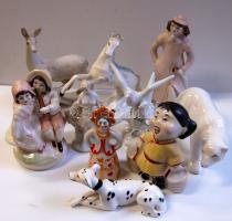 10 db klf porcelán figura: madarak, kutya, ló, gyerekek, stb
