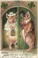 Pigs, new year litho