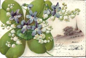 Floral minicard Emb. litho