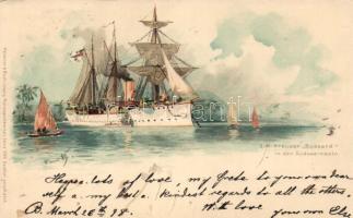 1898 SM Kreuzer Bussard, Meissner & Buch litho