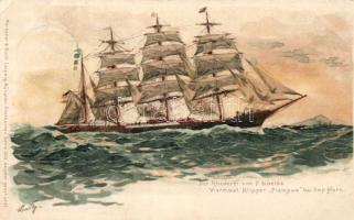 A four-master vessel, Meissner & Buch litho (EK)
