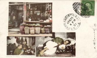 Chinese grocery and opium smoker