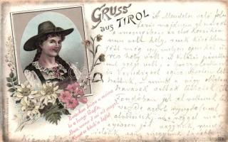 1899 Tirol, Folklore; floral litho