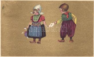 Gold Italian art postcard, Anna & Gasparini 100-2, Arany olasz művészlap, Anna & Gasparini 100-2