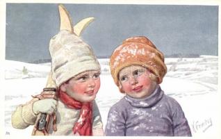 Gyerekek télen, B.K.W.I. 613-1. s: K. Feiertag, Children, winter, B.K.W.I. 613-1. s: K. Feiertag