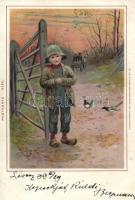 1899 Dutch boy, folklore, Kunstanstalt Wilhelm Boehme Postkarte No. 24. litho