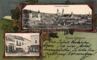 Gyöngyös Máthé Sándor Ede és Blumenthal Károly üzleteivel litho