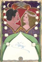 Art-nouveau couple Litho