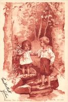 1899 Girl and boy litho